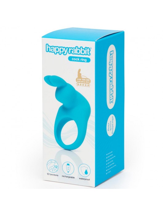 Голубое эрекционное виброкольцо Happy Rabbit Rechargeable Rabbit Cock Ring - Happy Rabbit - в Комсомольске-на-Амуре купить с доставкой