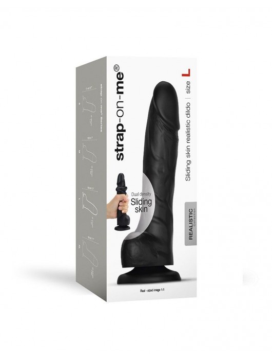 Черный фаллоимитатор Strap-On-Me Sliding Skin Realistic Dildo size L - Strap-on-me