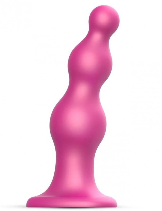 Розовая насадка Strap-On-Me Dildo Plug Beads size S - Strap-on-me - купить с доставкой в Комсомольске-на-Амуре