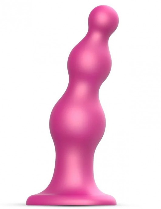 Розовая насадка Strap-On-Me Dildo Plug Beads size L - Strap-on-me - купить с доставкой в Комсомольске-на-Амуре