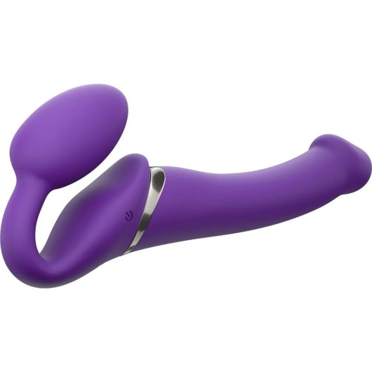Фиолетовый безремневой вибрострапон Vibrating Bendable Strap-On - size L - Strap-on-me - купить с доставкой в Комсомольске-на-Амуре