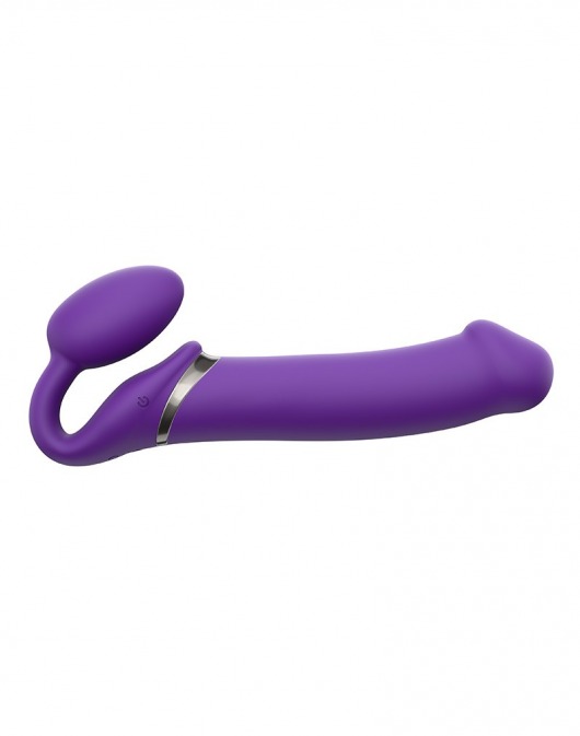 Фиолетовый безремневой вибрострапон Silicone Bendable Strap-On - size XL - Strap-on-me - купить с доставкой в Комсомольске-на-Амуре