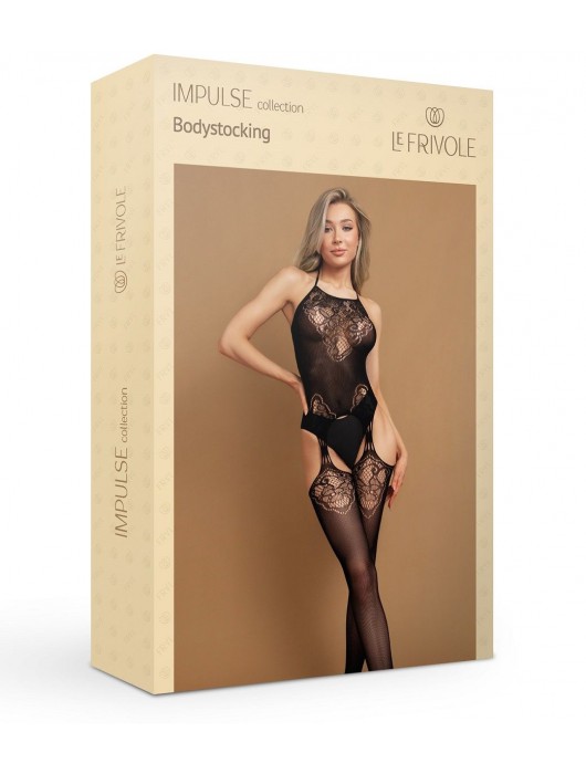 Черный боди-комбинезон с имитацией чулок - Le Frivole купить с доставкой