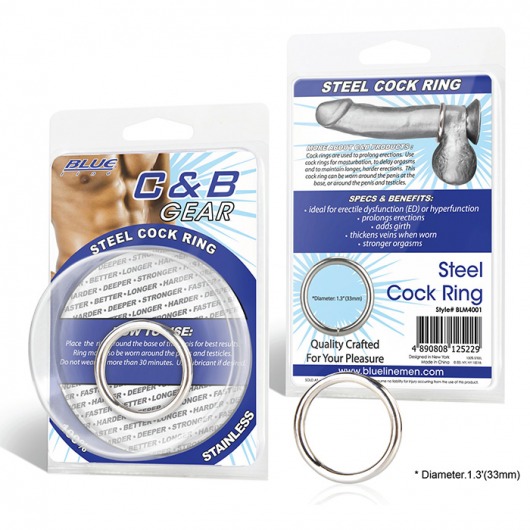 Стальное эрекционное кольцо STEEL COCK RING - 3.5 см. - BlueLine - в Комсомольске-на-Амуре купить с доставкой