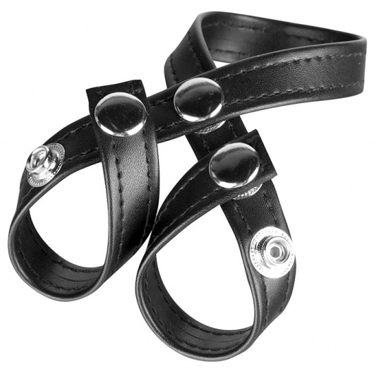 Разделитель мошонки из искусственной кожи на клепках 8 STYLE BALL DIVIDER - BlueLine - купить с доставкой в Комсомольске-на-Амуре