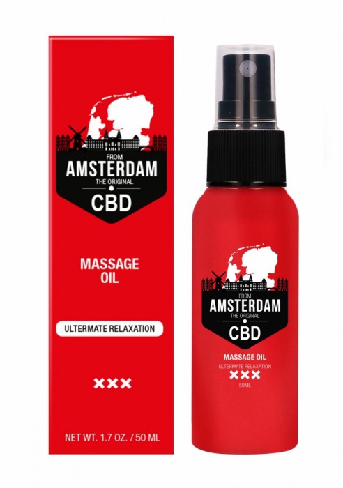 Стимулирующее массажное масло CBD from Amsterdam Massage Oil - 50 мл. - Shots Media BV - купить с доставкой в Комсомольске-на-Амуре