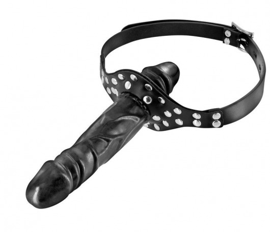 Черный кляп-фаллоимитатор Double Penis Gag - Fetish Tentation - купить с доставкой в Комсомольске-на-Амуре