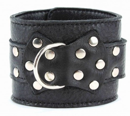 Чёрные наручники  из кожи с пряжкой - БДСМ Арсенал - купить с доставкой в Комсомольске-на-Амуре