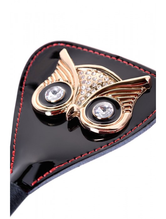 Чёрный стек с совой на кожаном наконечнике - 24 см. - ToyFa - купить с доставкой в Комсомольске-на-Амуре