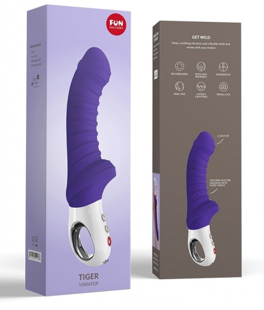 Фиолетовый перезаряжаемый вибратор Tiger G5 - 21,7 см. - Fun Factory