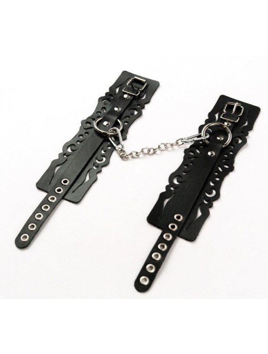 Узорчатые кожаные оковы с регулируемыми ремешками - Crazy Handmade - купить с доставкой в Комсомольске-на-Амуре