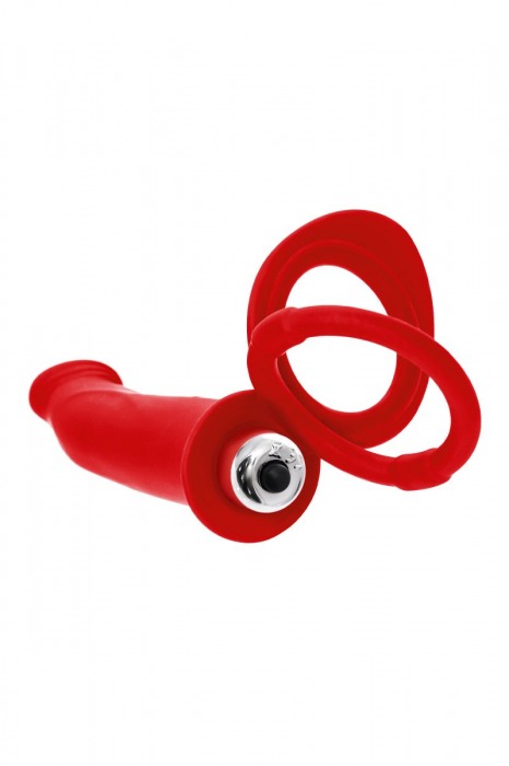 Красная насадка на пенис для двойного проникновения - 19 см. - ToyFa - купить с доставкой в Комсомольске-на-Амуре
