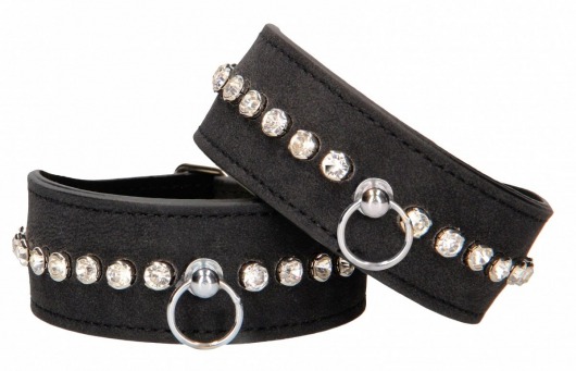 Черные поножи Diamond Studded Ankle Cuffs - Shots Media BV - купить с доставкой в Комсомольске-на-Амуре