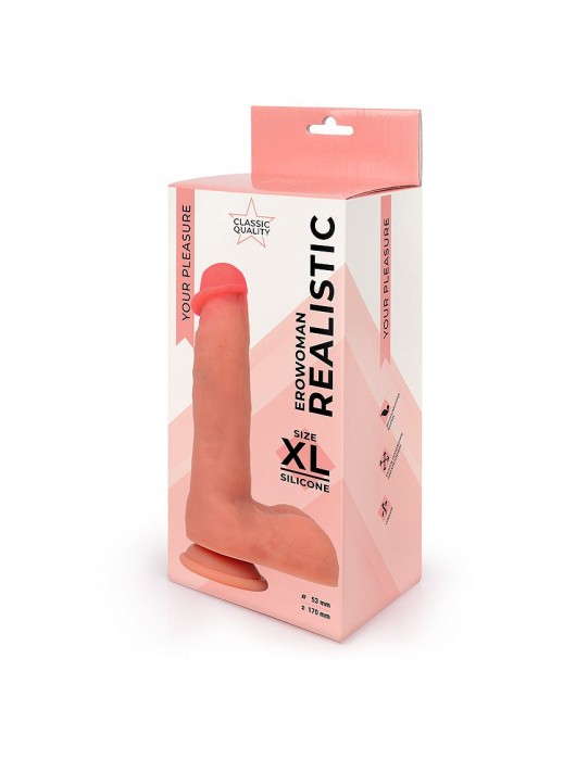 Телесный фаллоимитатор на подошве-присоске - 22 см. - Erowoman-Eroman