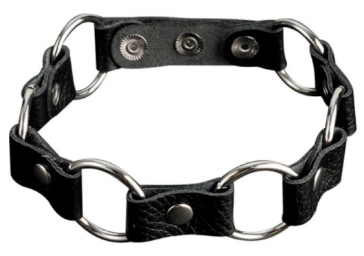 Кожаный черный ошейник с кольцами - Sitabella - купить с доставкой в Комсомольске-на-Амуре