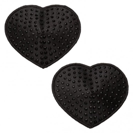 Черные пэстисы в форме сердечек Heart Pasties - California Exotic Novelties - купить с доставкой в Комсомольске-на-Амуре