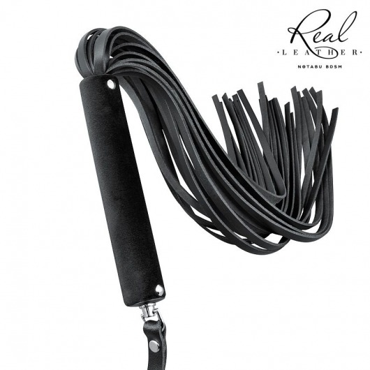 Черная кожаная плеть-флоггер - 84 см. - Notabu - купить с доставкой в Комсомольске-на-Амуре Черная кожаная плеть-флоггер - 84 см. - Notabu - купить с доставкой в Комсомольске-на-Амуре