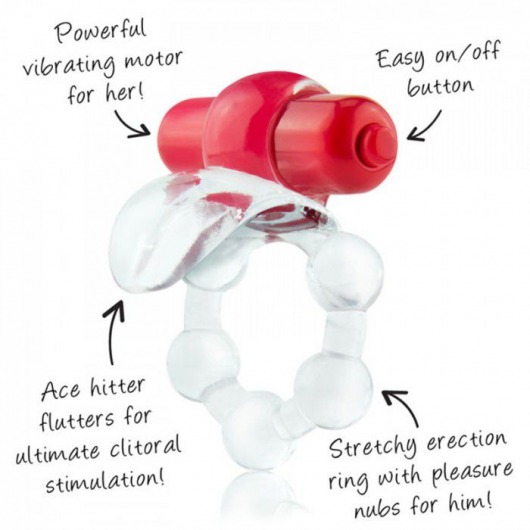 Виброкольцо с язычком и красным виброэлементом Overtime - Screaming O - в Комсомольске-на-Амуре купить с доставкой
