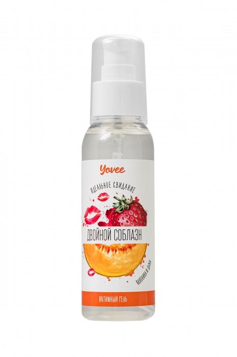 Съедобная гель-смазка Yovee «Двойной соблазн» с Д-пантенолом и вкусом клубники и дыни - 100 мл. - ToyFa - купить с доставкой в Комсомольске-на-Амуре