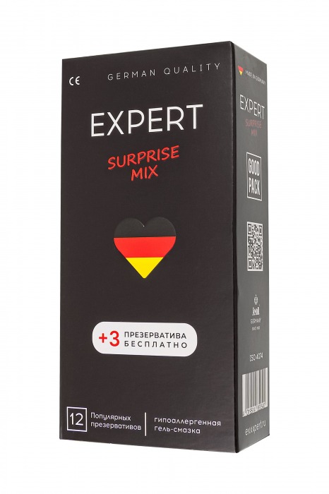 Презервативы EXPERT Surprise Mix - 12 шт.(+3 в подарок) - Expert - купить с доставкой в Комсомольске-на-Амуре