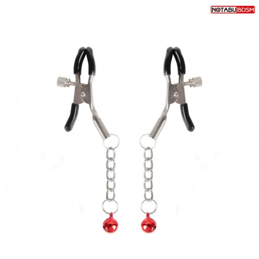 Серебристые зажимы на соски с шариками на цепочках - Notabu - купить с доставкой в Комсомольске-на-Амуре Серебристые зажимы на соски с шариками на цепочках - Notabu - купить с доставкой в Комсомольске-на-Амуре