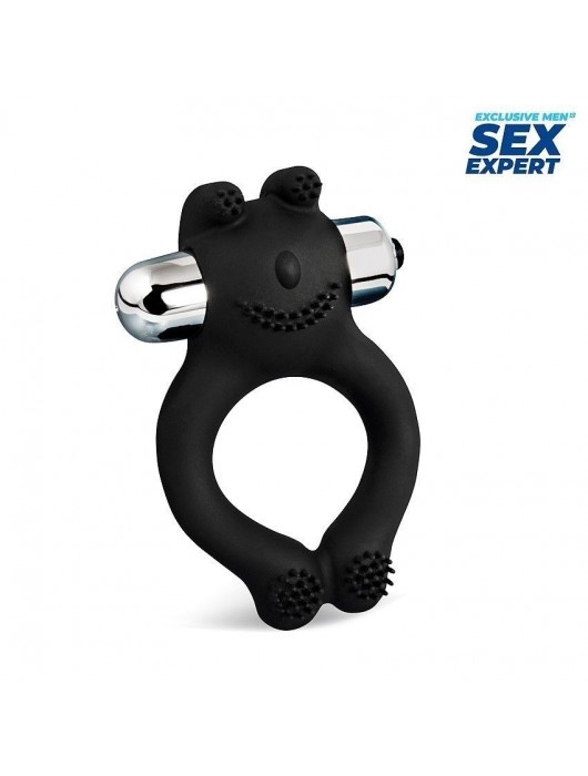 Черное силиконовое эрекционное виброкольцо Sex Expert - Sex Expert - в Комсомольске-на-Амуре купить с доставкой