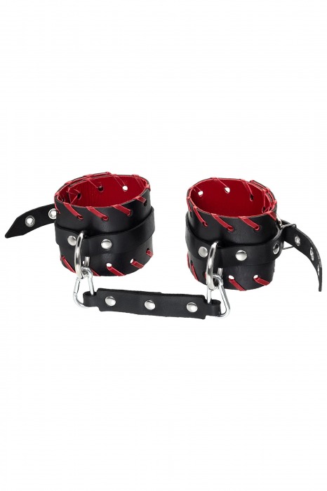 Черно-красные оковы из натуральной кожи - Pecado - купить с доставкой в Комсомольске-на-Амуре