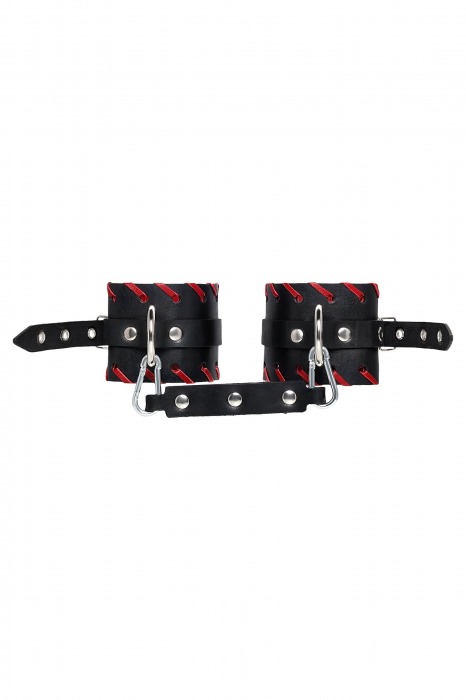 Черно-красные оковы из натуральной кожи - Pecado - купить с доставкой в Комсомольске-на-Амуре