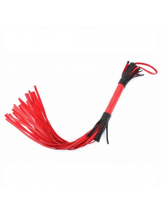 Красно-черная плетка из натуральной кожи - 51 см. - БДСМ Арсенал - купить с доставкой в Комсомольске-на-Амуре