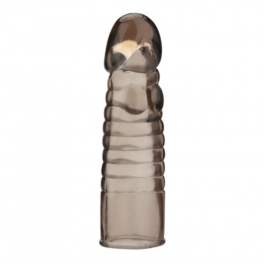 Дымчатая насадка-удлинитель Ribbed Realistic Penis Enhancing Sleeve Extension - 15,2 см. - BlueLine - в Комсомольске-на-Амуре купить с доставкой