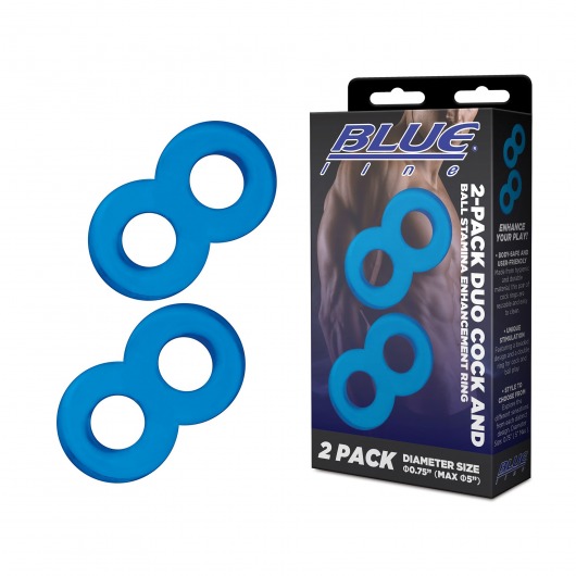 Комплект из 2 эрекционных колец-восьмерок 2-Pack Duo Cock And Ball Stamina Enhancement Ring - BlueLine - в Комсомольске-на-Амуре купить с доставкой