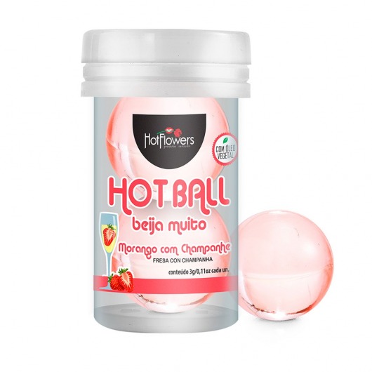 Лубрикант на масляной основе Hot Ball Beija Muito с ароматом клубники и шампанского (2 шарика по 3 гр.) - HotFlowers - купить с доставкой в Комсомольске-на-Амуре