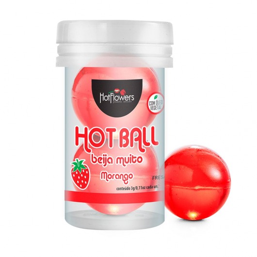 Лубрикант на масляной основе Hot Ball Beija Muito с ароматом клубники (2 шарика по 3 гр.) - HotFlowers - купить с доставкой в Комсомольске-на-Амуре