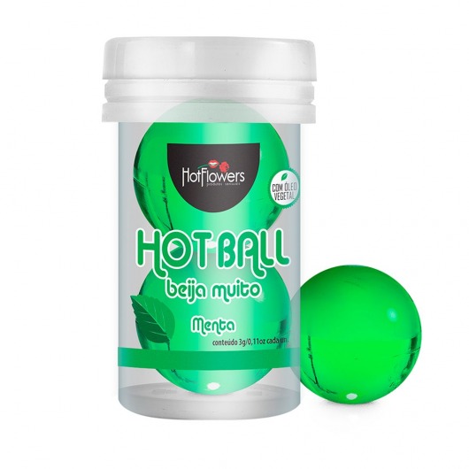 Лубрикант на масляной основе Hot Ball Beija Muito с ароматом мяты (2 шарика по 3 гр.) - HotFlowers - купить с доставкой в Комсомольске-на-Амуре