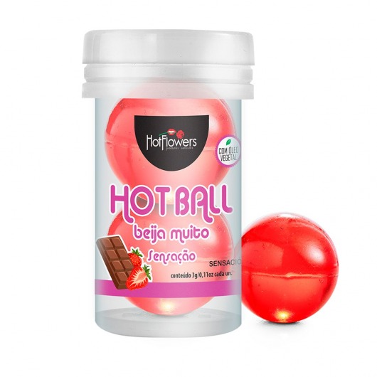 Лубрикант на масляной основе Hot Ball Beija Muito с ароматом шоколада и клубники (2 шарика по 3 гр.) - HotFlowers - купить с доставкой в Комсомольске-на-Амуре