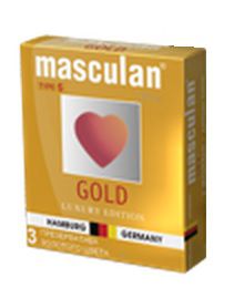 Презервативы Masculan Ultra Gold с золотым напылением и ароматом ванили - 3 шт. - Masculan - купить с доставкой в Комсомольске-на-Амуре