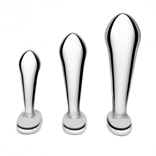 Набор из 3 стальных стимуляторов простаты Stainless Steel P-spot Training Set - b-Vibe - в Комсомольске-на-Амуре купить с доставкой