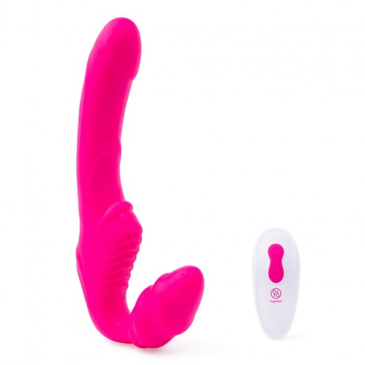 Розовый безремневой страпон на радиоуправлении Strapless Together - 22 см. - Together Toy - купить с доставкой в Комсомольске-на-Амуре
