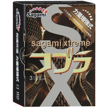 Суженные к основанию презервативы Sagami Xtreme COBRA - 3 шт. - Sagami - купить с доставкой в Комсомольске-на-Амуре