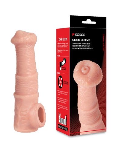 Телесная фантазийная насадка на член Cock Sleeve Size M - KOKOS - в Комсомольске-на-Амуре купить с доставкой