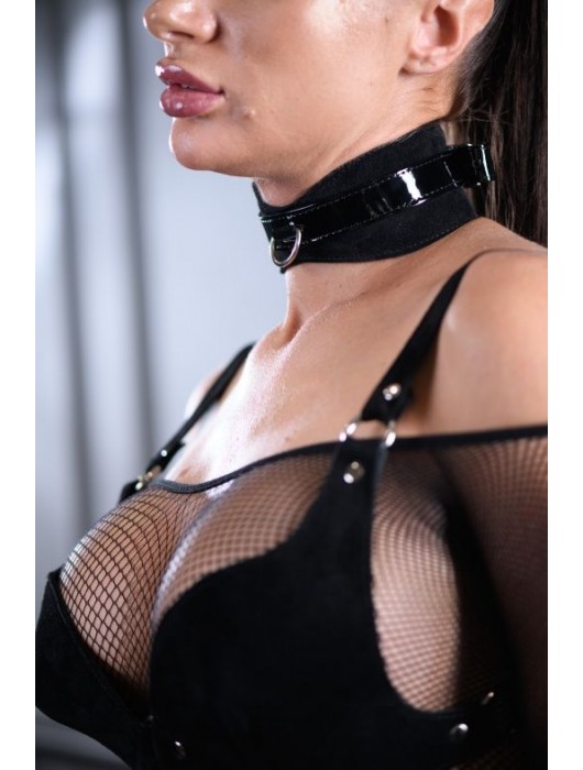 Эффектный замшевый ошейник Sex Game - БДСМ Арсенал - купить с доставкой в Комсомольске-на-Амуре