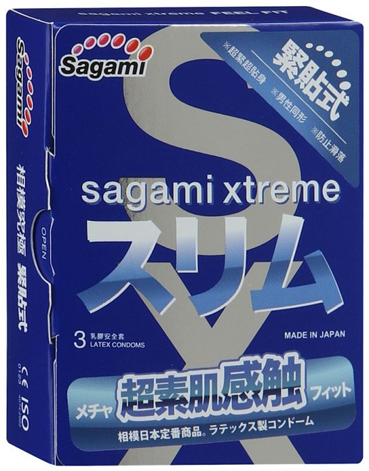 Розовые презервативы Sagami Xtreme FEEL FIT 3D - 3 шт. - Sagami - купить с доставкой в Комсомольске-на-Амуре