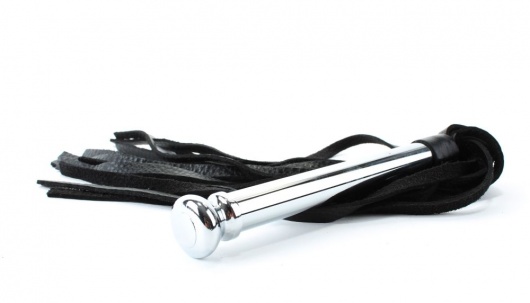 Черная плеть с металлической рукоятью - 50 см. - БДСМ Арсенал - купить с доставкой в Комсомольске-на-Амуре