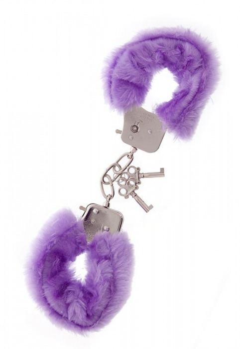 Фиолетовые меховые наручники METAL HANDCUFF WITH PLUSH LAVENDER - Dream Toys - купить с доставкой в Комсомольске-на-Амуре