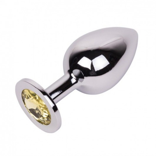 Большой стальной плаг с желтым кристаллом Sweet Lemon - 9,5 см. - Erotic Fantasy - купить с доставкой в Комсомольске-на-Амуре