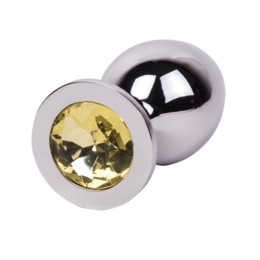Большой стальной плаг с желтым кристаллом Sweet Lemon - 9,5 см. - Erotic Fantasy - купить с доставкой в Комсомольске-на-Амуре