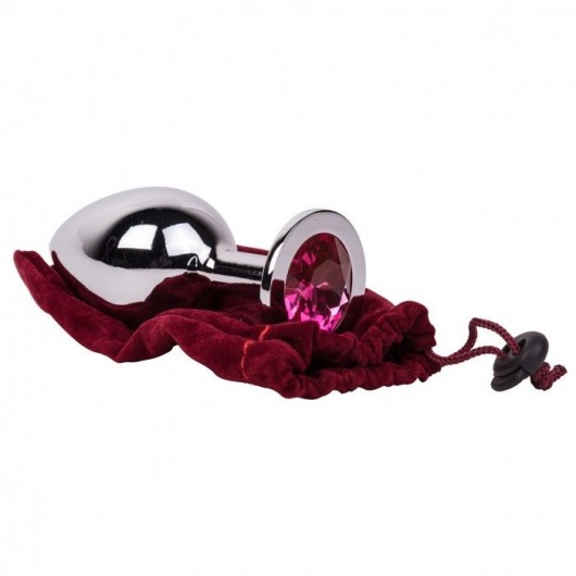 Большой стальной плаг с розовым кристаллом Pink Bubble Gum - 9,5 см. - Erotic Fantasy - купить с доставкой в Комсомольске-на-Амуре