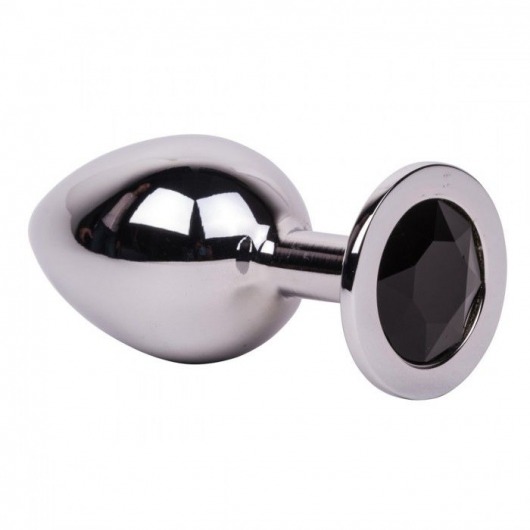 Большой стальной плаг с черным кристаллом Black Rave - 9,5 см. - Erotic Fantasy - купить с доставкой в Комсомольске-на-Амуре
