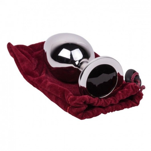 Большой стальной плаг с черным кристаллом Black Rave - 9,5 см. - Erotic Fantasy - купить с доставкой в Комсомольске-на-Амуре