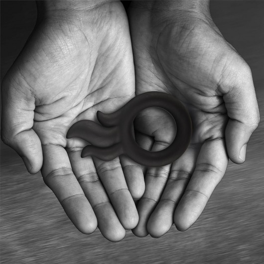 Черное эрекционное кольцо-пламя Rooster Hawk - Velv or - в Комсомольске-на-Амуре купить с доставкой